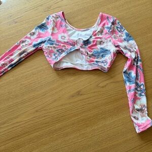 O'Neill Pink Floral Long-Sleeve Kids Rashguard